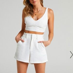 MELBOURNE TWO PIECE SET - TWILL TWO PIECE SHORT SET IN WHITE